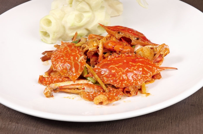 大厨四宝酱香风味干锅酱应用-孔雀迎宾干锅酱炒花蟹