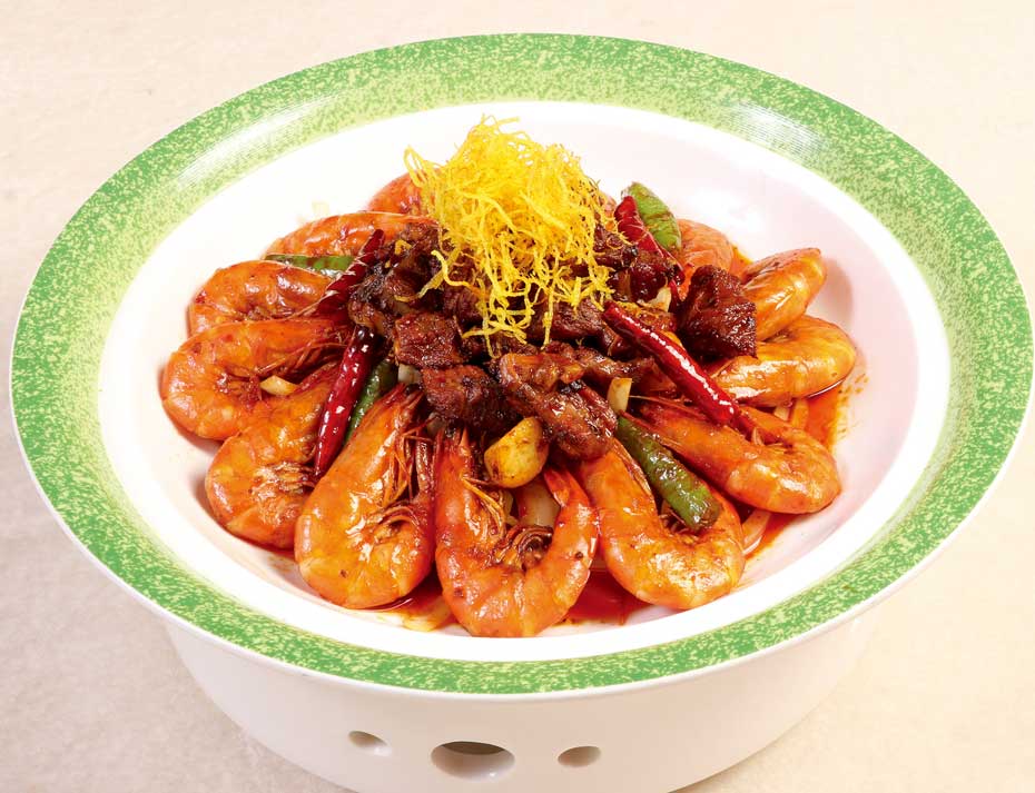 干锅虾皇牛肉粒